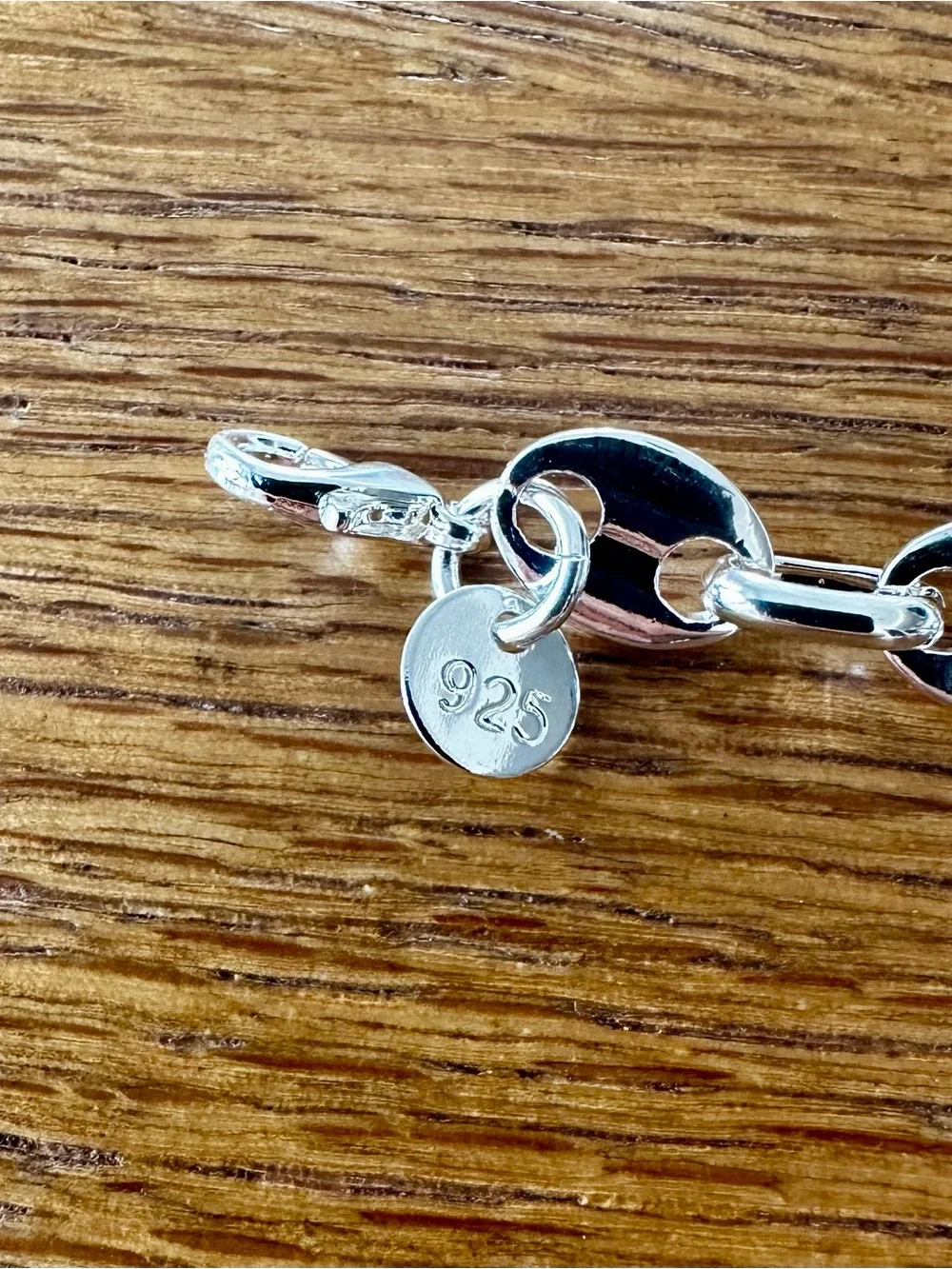 925 Sterling Silver Buckle Chain Link Bracelet. ~ 8”